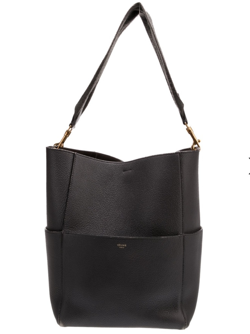 Celine Sangle Leather Shoulder Bag in Grey